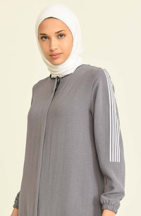 Stripe Abayas Grey