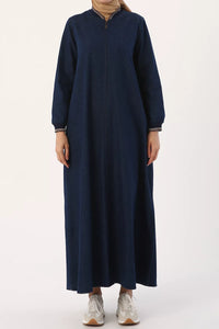 Rib Knit Denim Abaya