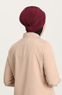 Criss-Cross Hijab Caps - Cherry