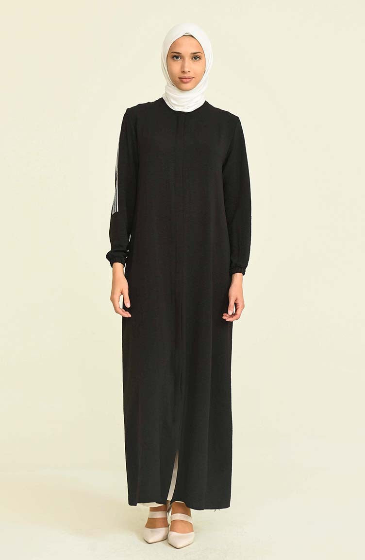 Stripe Abayas Black