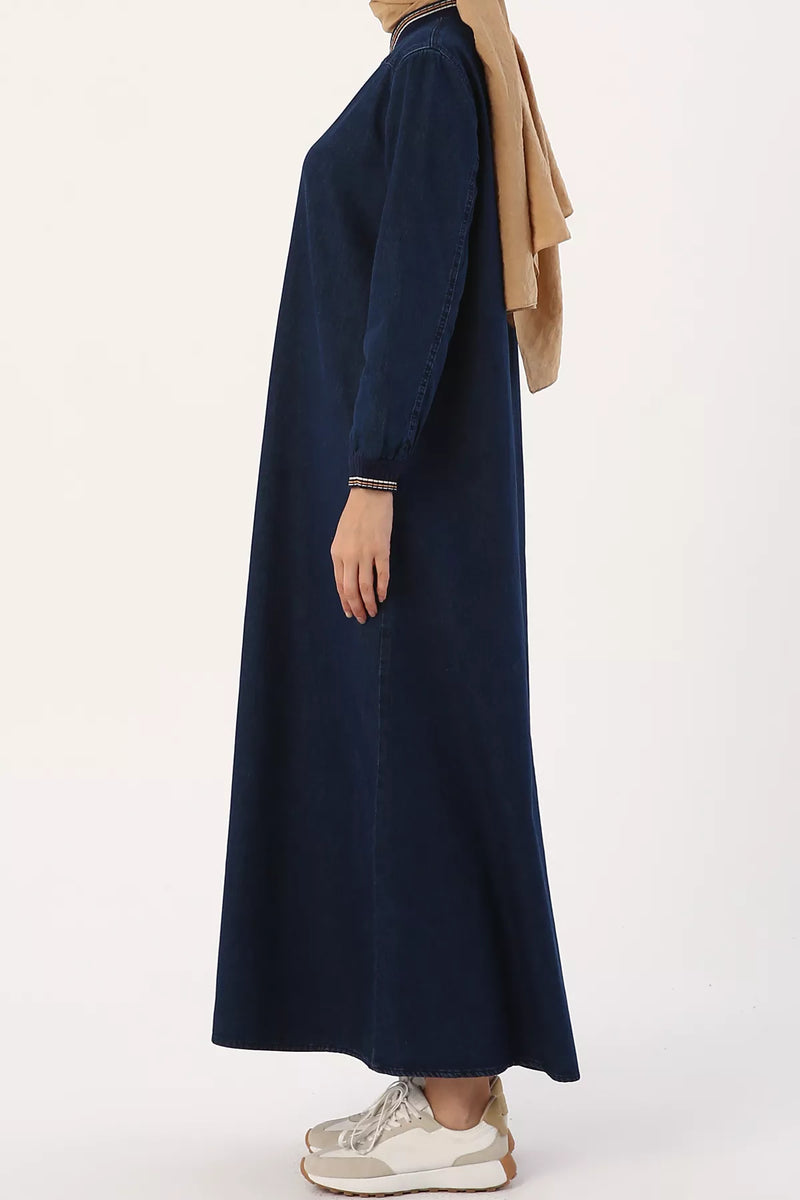 Rib Knit Denim Abaya