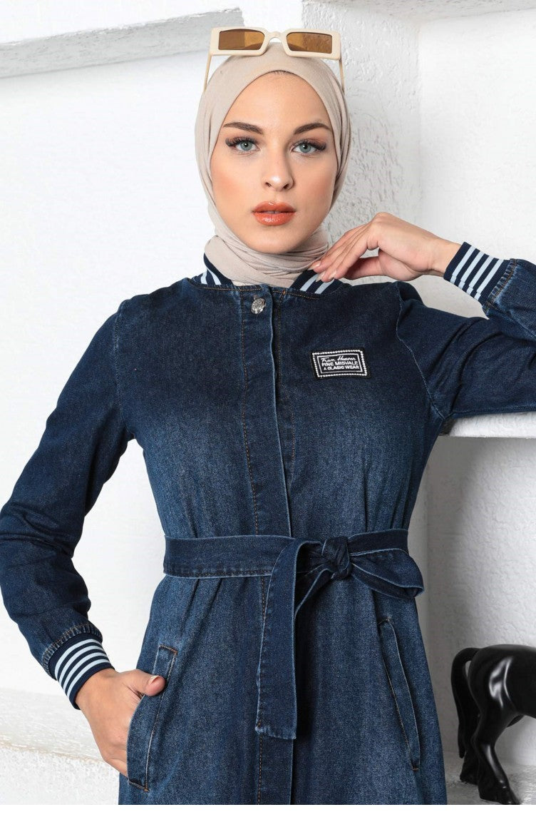 Navy Blue Jeans Abaya