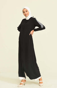 Stripe Abayas Black