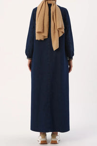 Rib Knit Denim Abaya
