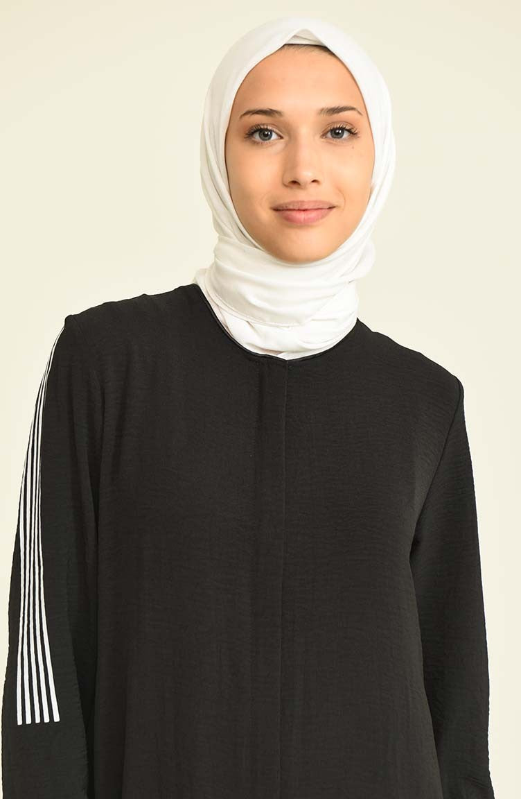 Stripe Abayas Black