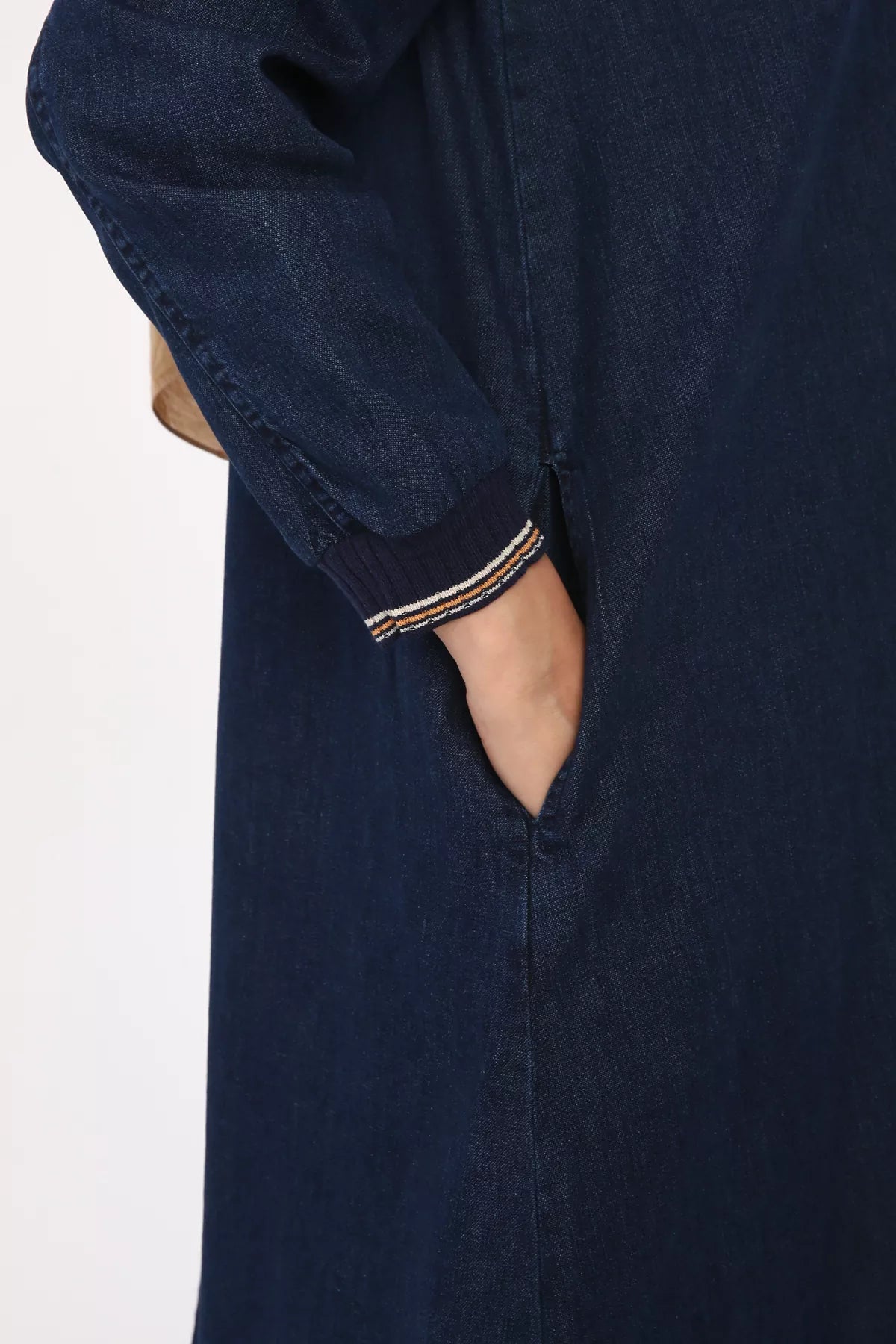 Rib Knit Denim Abaya