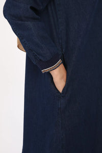 Rib Knit Denim Abaya