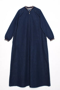 Rib Knit Denim Abaya