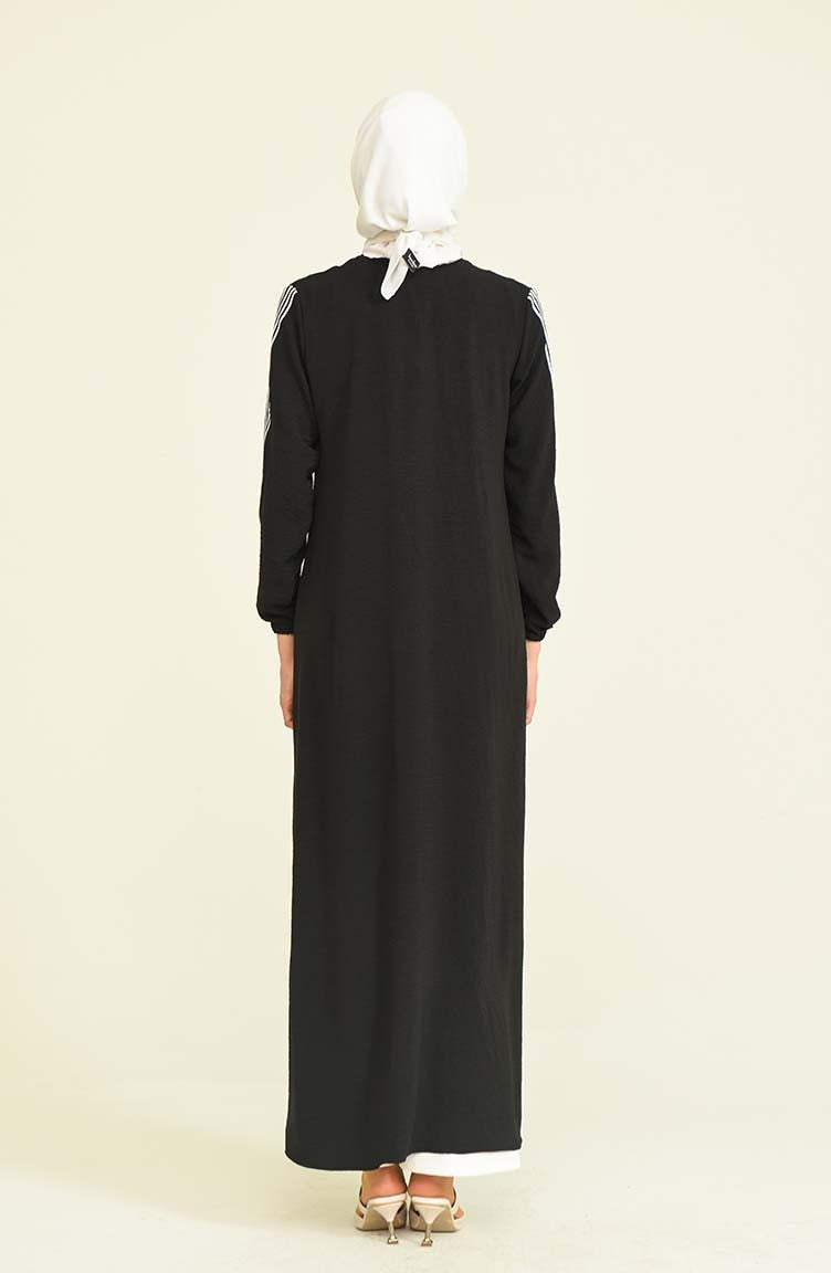 Stripe Abayas Black