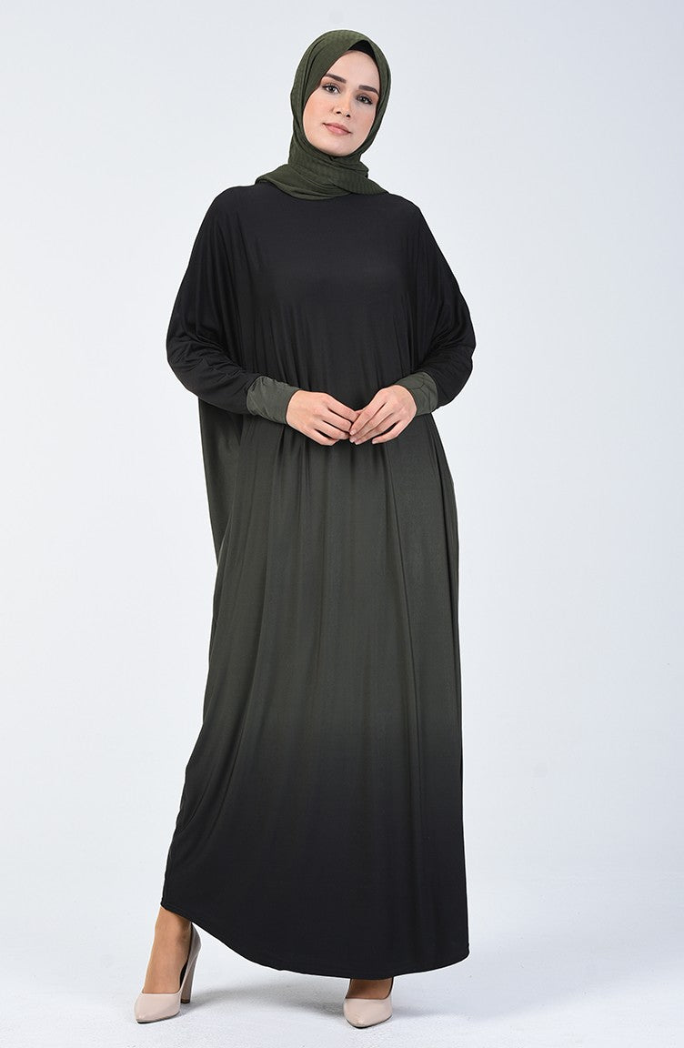 Khaki Bat Sleeve Double Shade Abayas