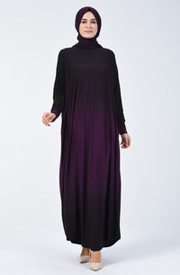 Purple Bat Sleeve Double Shade Abayas