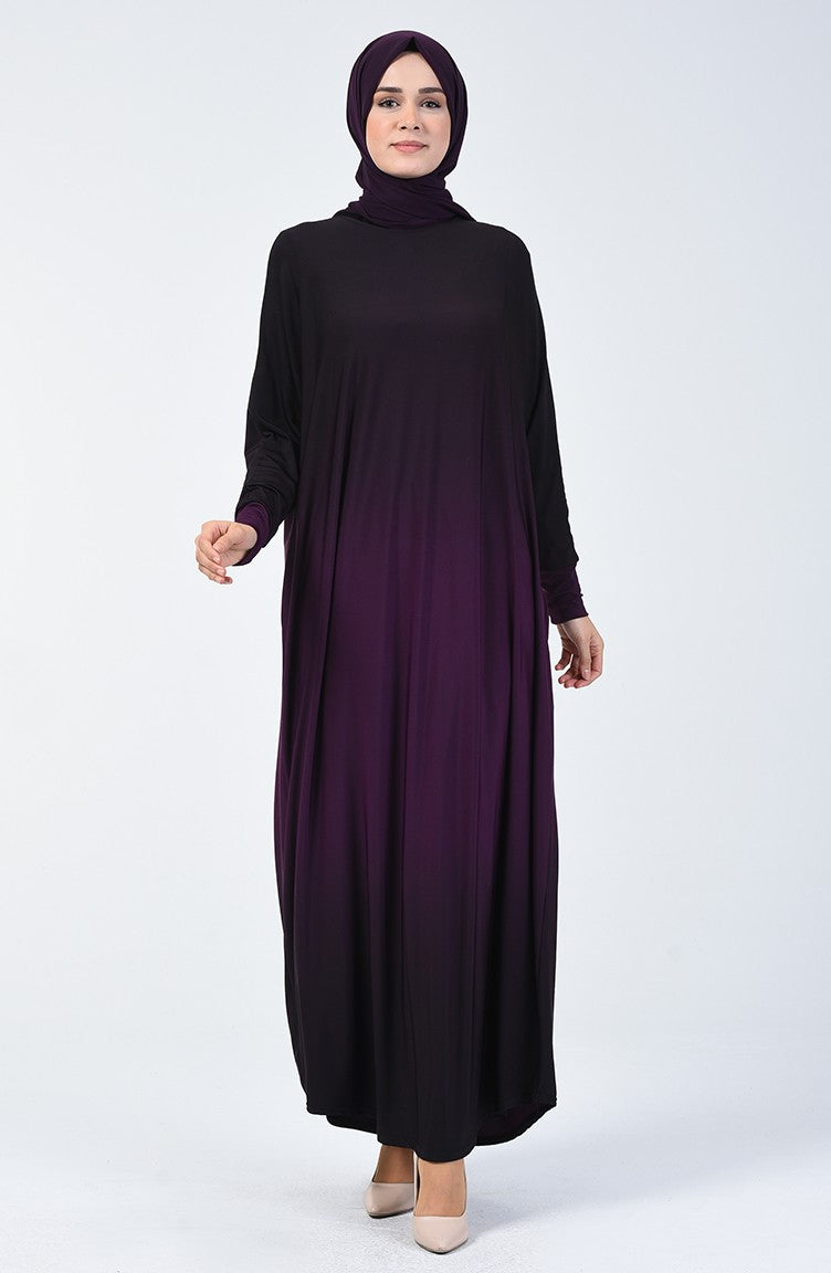 Purple Bat Sleeve Double Shade Abayas