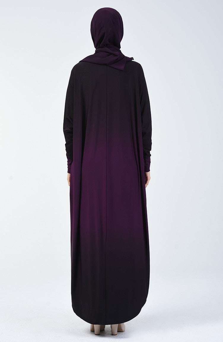 Purple Bat Sleeve Double Shade Abayas