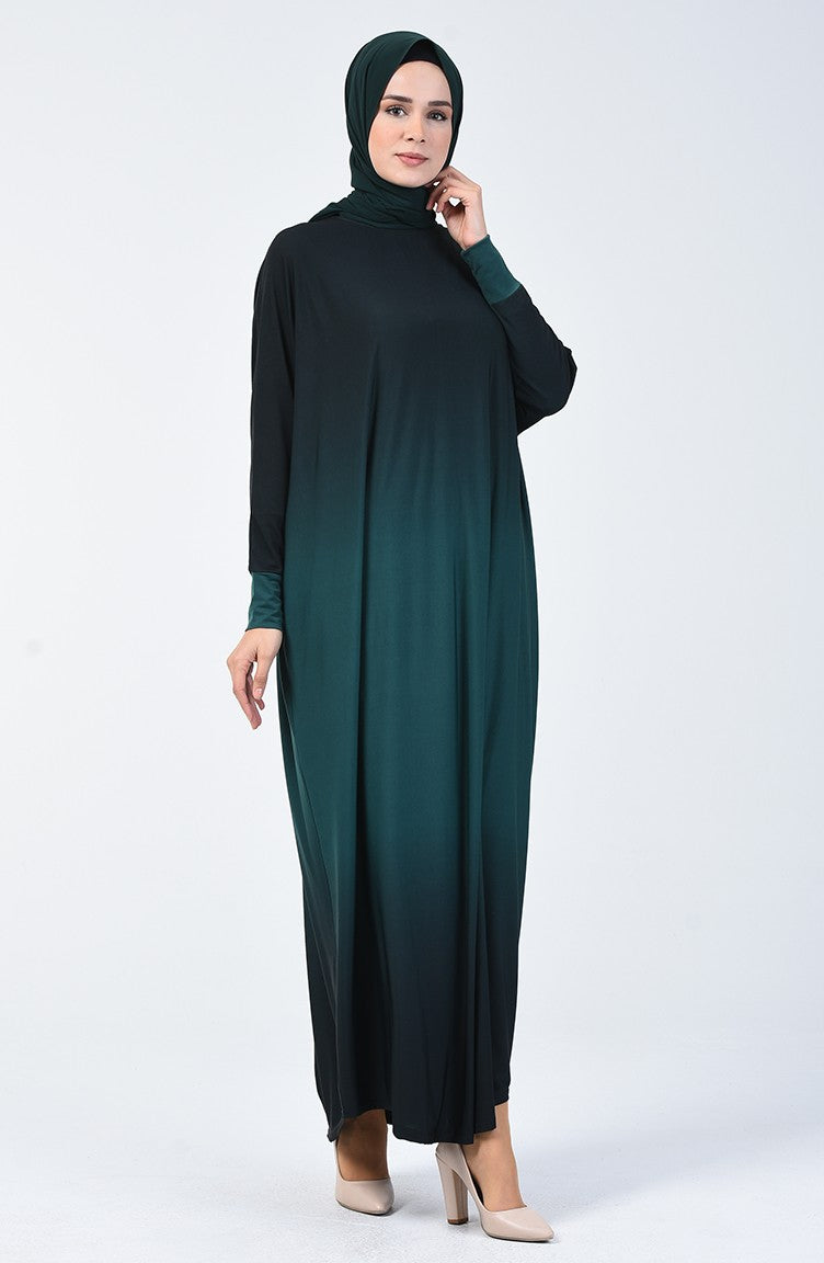 Emerald Green Bat Sleeve Double Shade Abayas